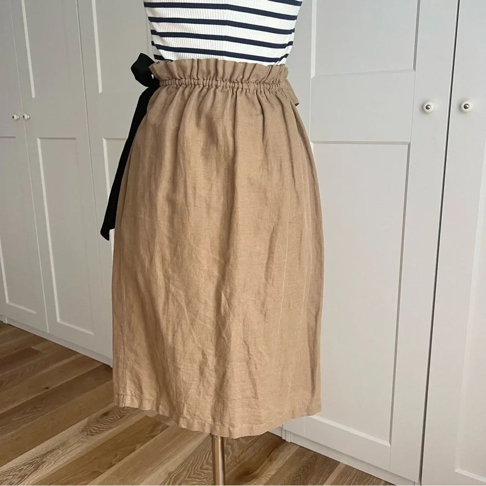 ZARA Linen Blend Faux Wrap Skirt Paper Bag Skirt sz. XS